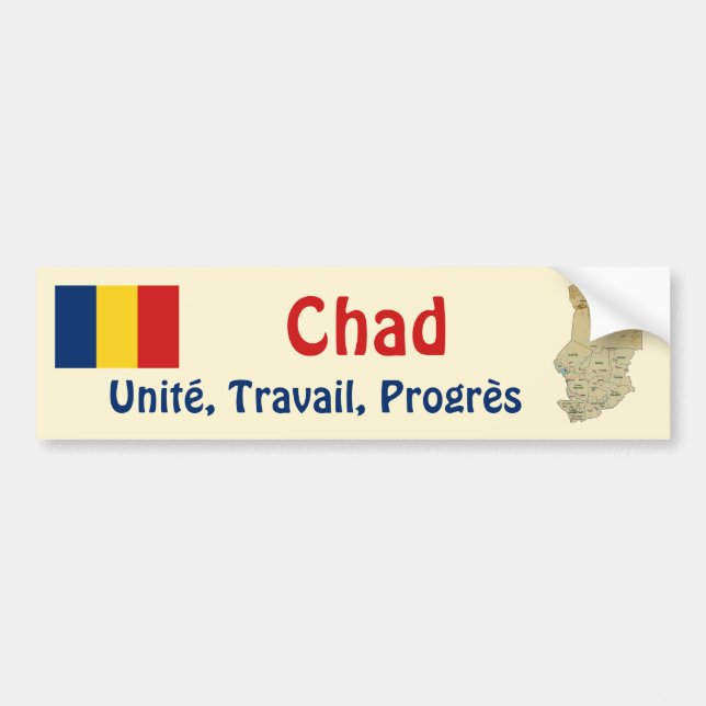 De Voiture Autocollant drapeau et carte du Tchad (Devant)