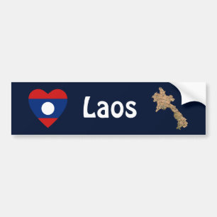 De Voiture Autocollant Drapeau Laos Cœur + Carte