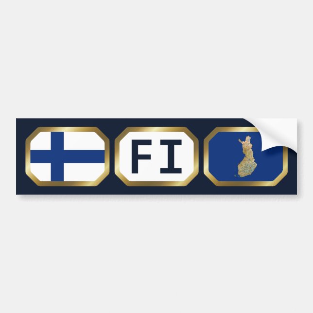 De Voiture Autocollant Finlande Drapeau Carte Code (Devant)