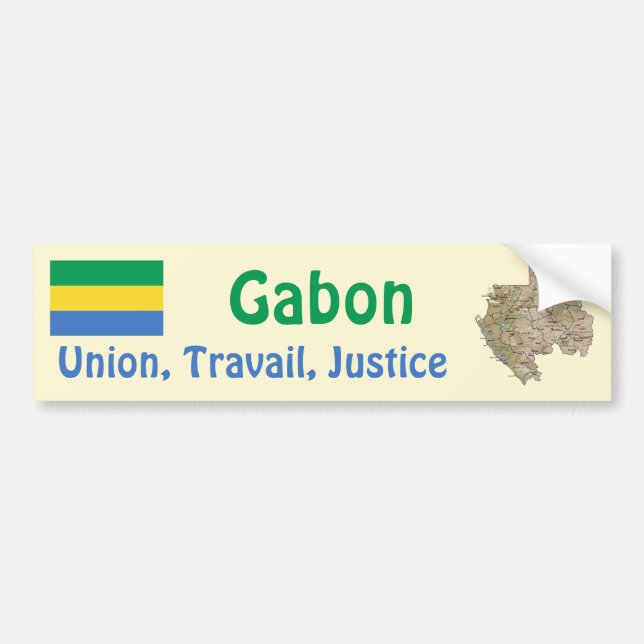 De Voiture Autocollant Gabon Drapeau + Carte (Devant)