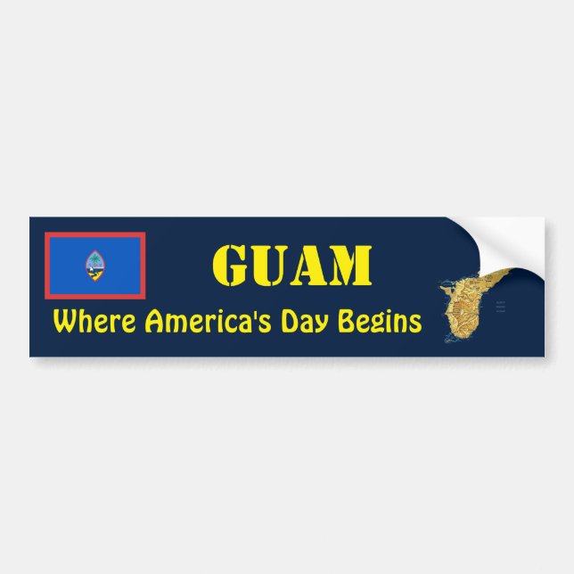 De Voiture Autocollant Guam Drapeau + Carte (Devant)
