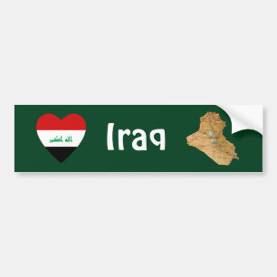 De Voiture Autocollant Iraq Drapeau Cœur + Carte