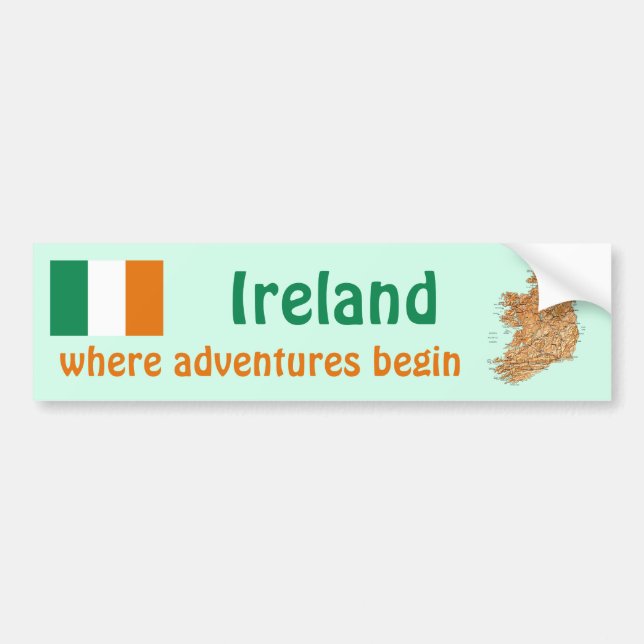 De Voiture Autocollant Irelande Drapeau + Carte (Devant)