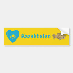 De Voiture Autocollant Kazakhstan Drapeau Cœur + Carte