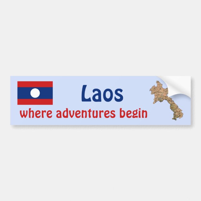 De Voiture Autocollant Laos Drapeau + Carte (Devant)