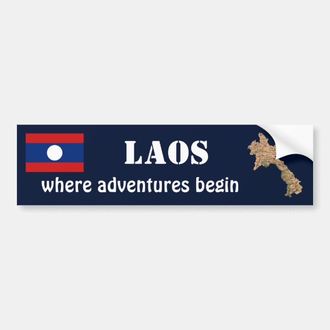 De Voiture Autocollant Laos Drapeau + Carte (Devant)