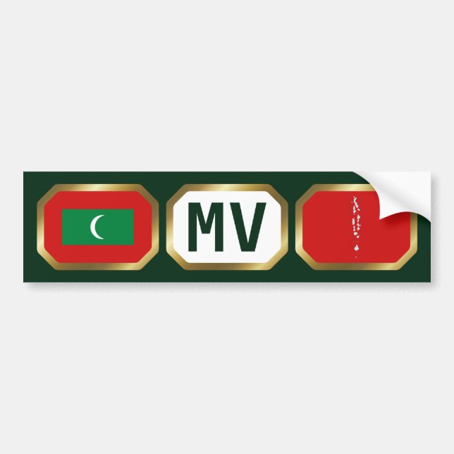 De Voiture Autocollant Maldives Drapeau Carte Code (Devant)