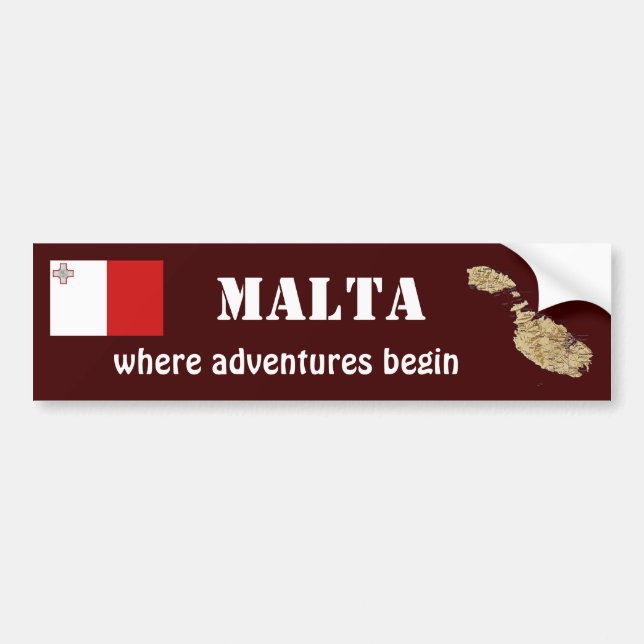 De Voiture Autocollant Malta Drapeau + Carte (Devant)