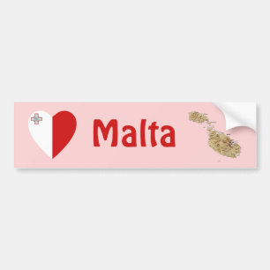 De Voiture Autocollant Malta Drapeau Cœur + Carte