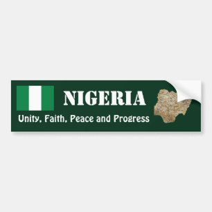 De Voiture Autocollant Nigeria Drapeau + Carte