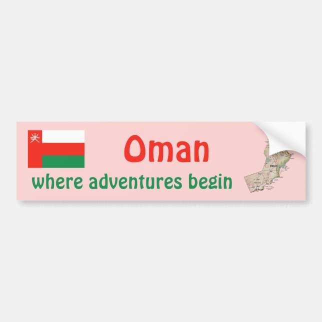 De Voiture Autocollant Oman Drapeau + Carte (Devant)