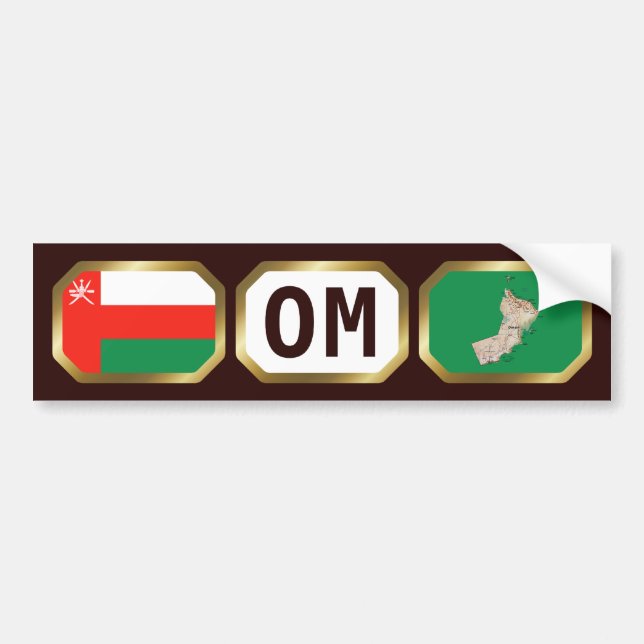 De Voiture Autocollant Oman Drapeau Carte Code (Devant)