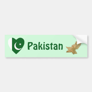 De Voiture Autocollant Pakistan Drapeau Cœur + Carte