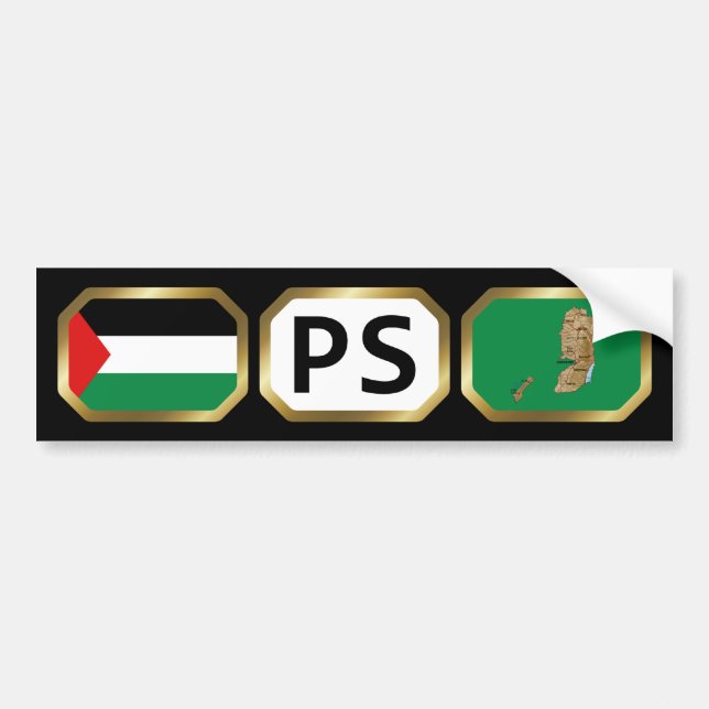 De Voiture Autocollant Palestine Drapeau Carte Code (Devant)