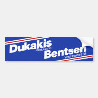 Autocollant pare-chocs Dukakis 1988