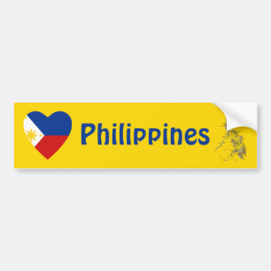 De Voiture Autocollant Philippines Drapeau Cœur + Carte