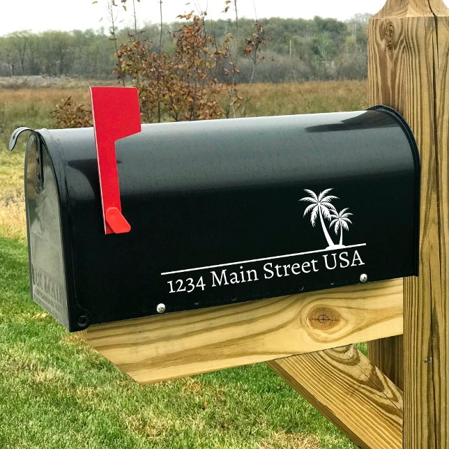 De Voiture Autocollant pour boîte aux lettres avec palmier pe (Personalized Palm Tree Mailbox Decal: Custom Street Address)