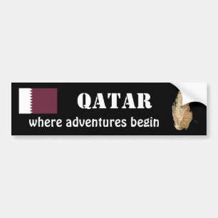 De Voiture Autocollant Qatar Drapeau + Carte
