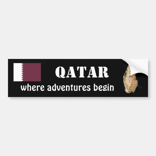 De Voiture Autocollant Qatar Drapeau + Carte (Devant)