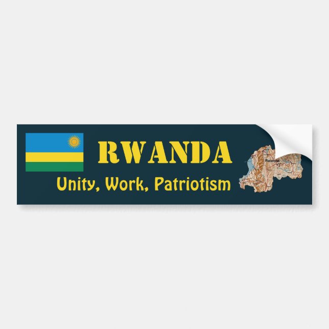 De Voiture Autocollant Rwanda Drapeau + Carte (Devant)