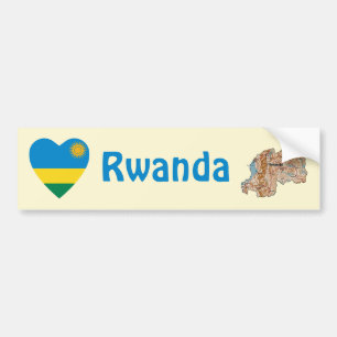 De Voiture Autocollant Rwanda Drapeau Cœur + Carte