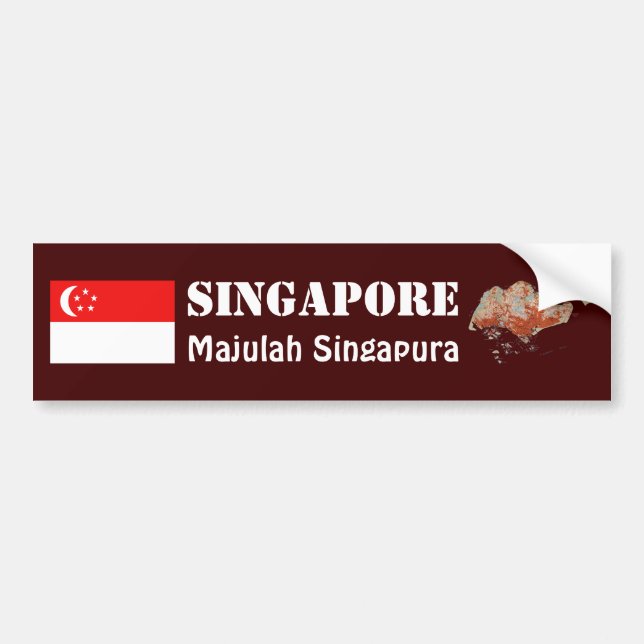 De Voiture Autocollant Singapour Drapeau + Carte (Devant)
