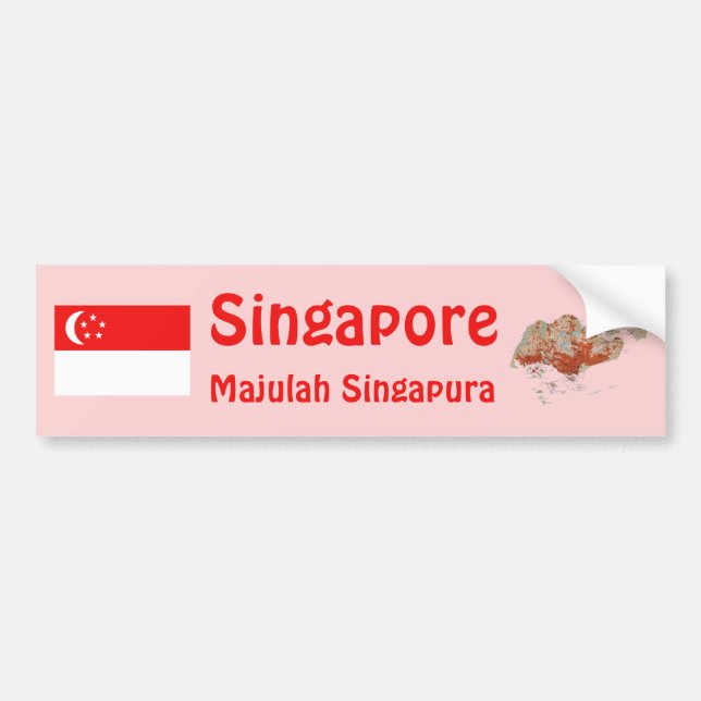 De Voiture Autocollant Singapour Drapeau + Carte (Devant)