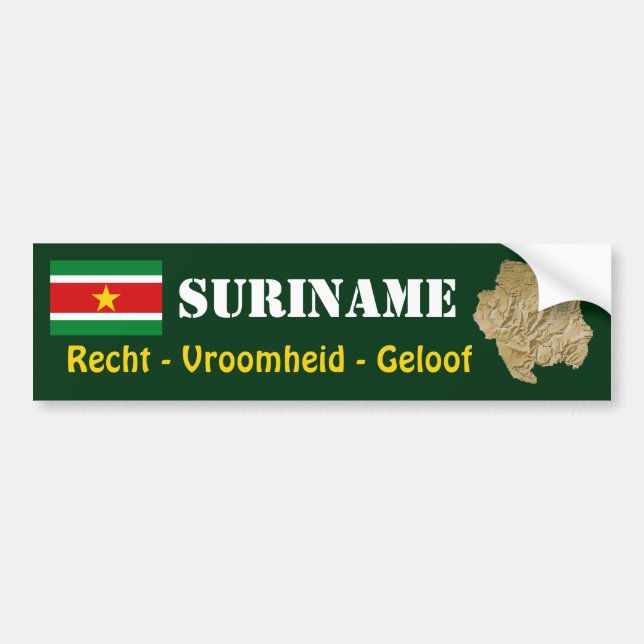 De Voiture Autocollant Suriname Drapeau + Carte (Devant)