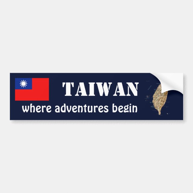 De Voiture Autocollant Taiwan Drapeau + Carte (Devant)
