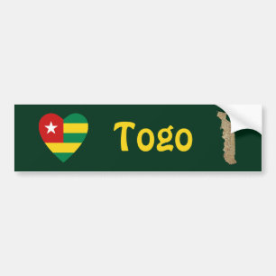 De Voiture Autocollant Togo Drapeau Cœur + Carte