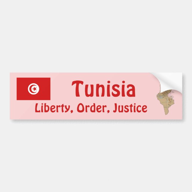 De Voiture Autocollant Tunisie Drapeau + Carte (Devant)