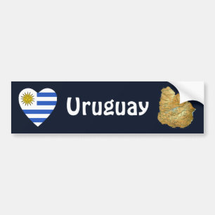 De Voiture Autocollant Uruguay Drapeau Cœur + Carte