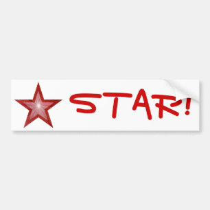 De Voiture Rouge Star 'STAR!' autocollant pare-chocs blanc