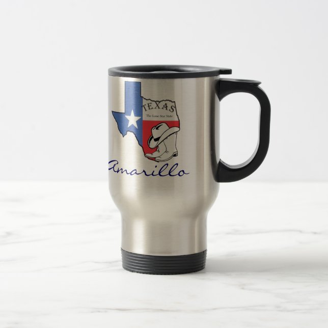 De Voyage Amarillo Texas State Map avec étoile, Bottes, Mug  (Droit)