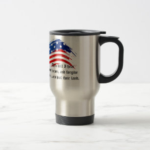 De Voyage Bible Verse 2 Chroniques 7:14, USA Drapeau Mug