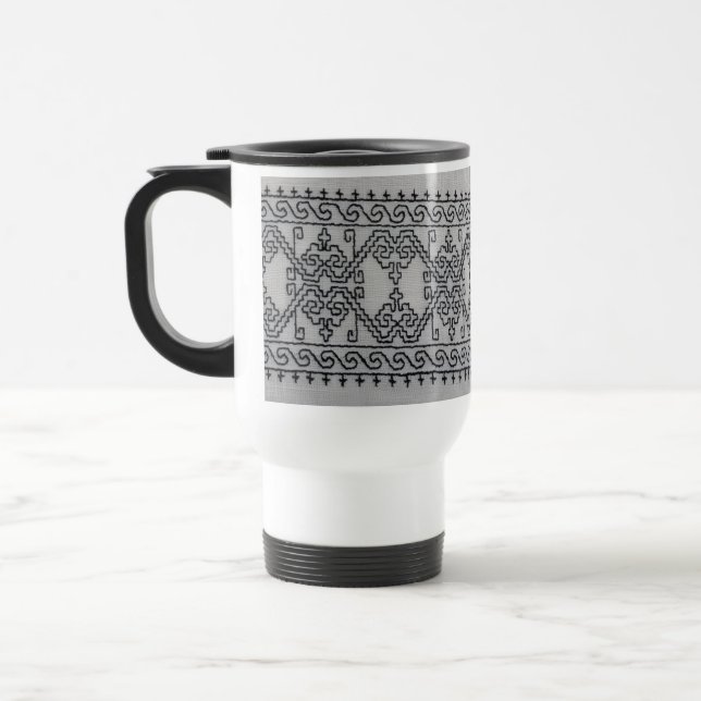 De Voyage Blackwork embroidery travel mug (Gauche)