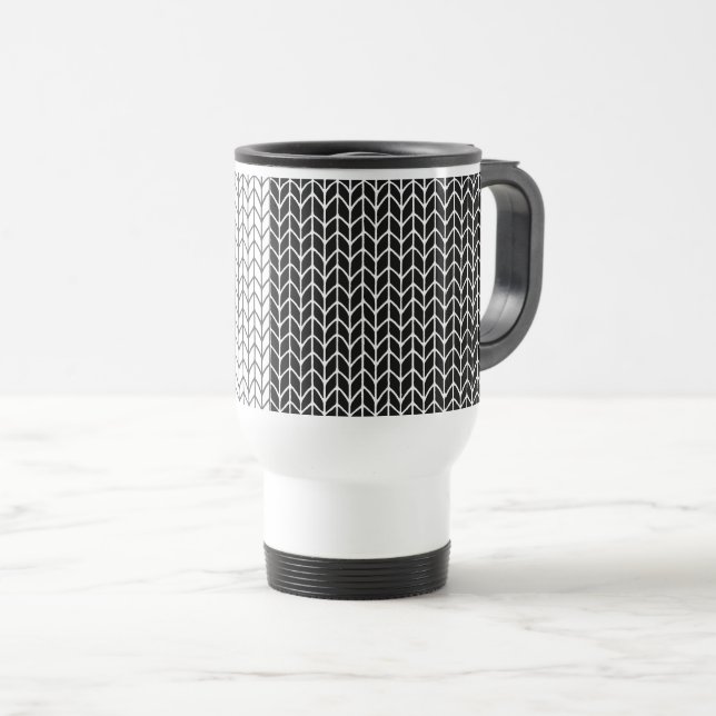 De Voyage BLANC ET NOIR KNIT Travel Mug (Devant droit)