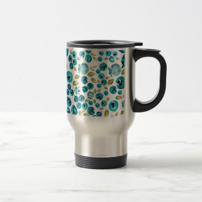 De Voyage Blueberry Print Travel Mug avec poignée (Droit)
