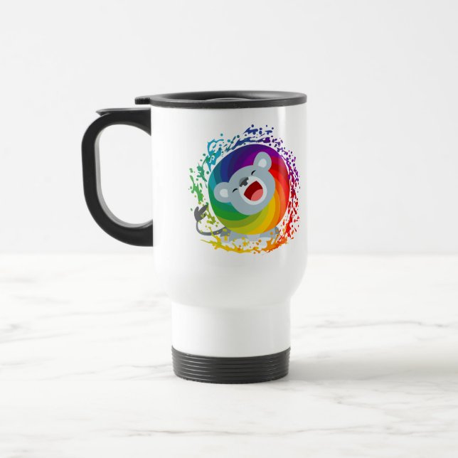 De Voyage Carton mignon Arc-en-ciel blanc Lion Commuter Mug (Gauche)