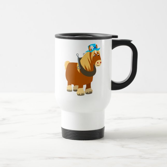 De Voyage Carton mignon Trait Breton Horse Commuter Mug (Droite)