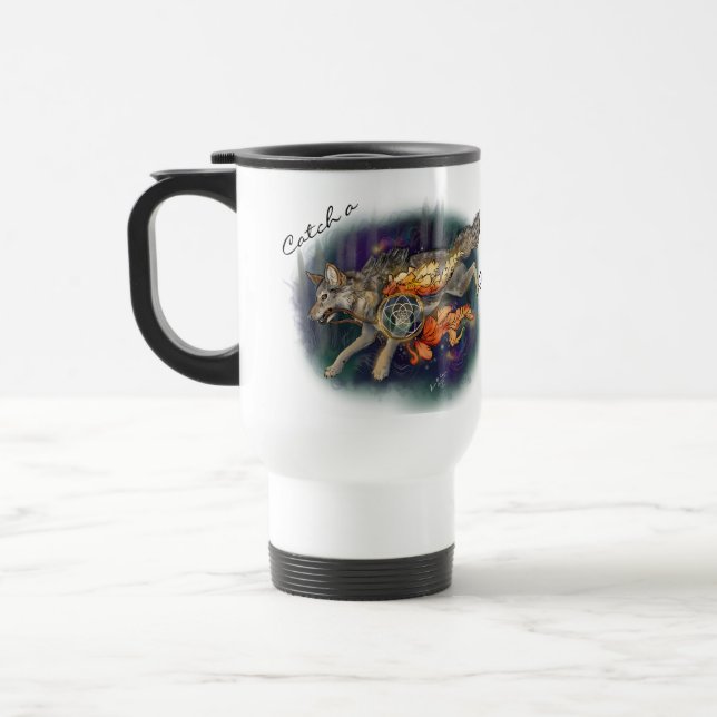 De Voyage Catch a Dream, Dreamcatcher Wolf~Travel Mug (Gauche)
