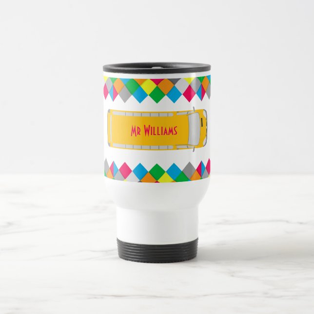 De Voyage Colorful Diamond Frame Bus Driver Travel Mug (Centre)