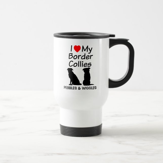 De Voyage Custom Love My Two Border Collie Dogs Mug (Droite)