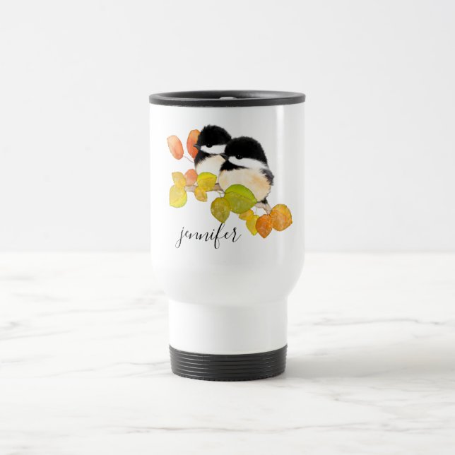 De Voyage Cute chickadee Birds Tourisme personnalisé Mug (Centre)