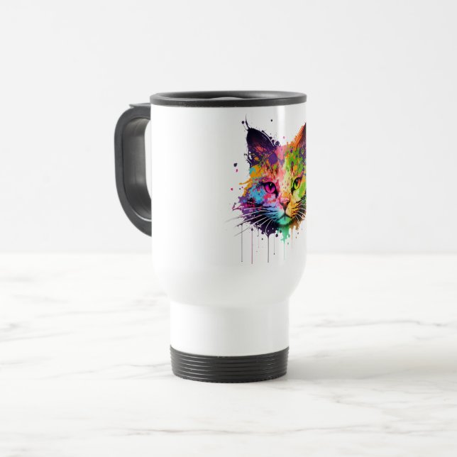 De Voyage Cute Neon Enk Cat Café Mug (Devant gauche)