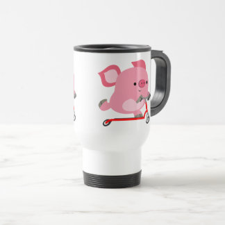 De Voyage Cute Scooter-équitation Cartoon Pig Commuter Mug