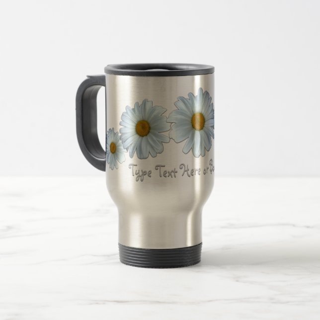 De Voyage Daisy Travel Mug Daisies personnalisées Tumblers (Devant gauche)