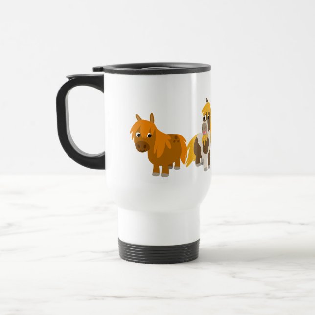 De Voyage Deux mignons poneys en caricature Commuter Mug (Gauche)