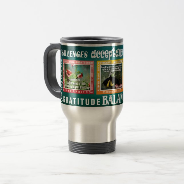 De Voyage devise slogans papillons mug vert 12 étapes (Devant gauche)