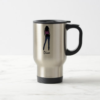 De Voyage Diva Fashion Girl in Blue Jeans Travel Mug